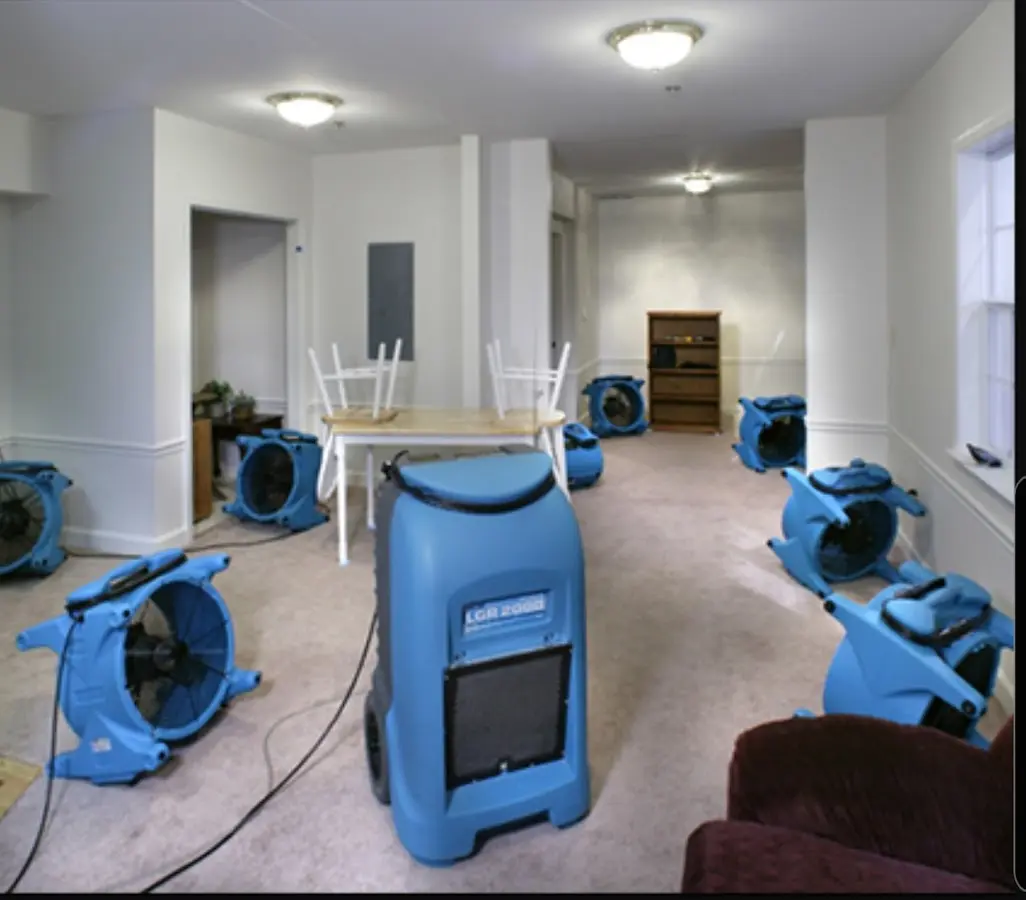 Air movers and dehumidifier setup for Water Extraction & Removal in Hilltown